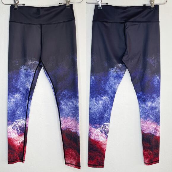 Vie Active Rockell Ocean Galaxy Ombre Mid Rise Full Length Leggings Tights Small - Picture 2 of 14